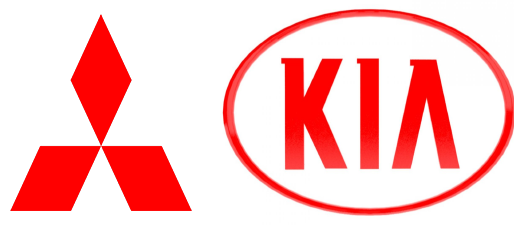 Mitsubishi and Kia Logos